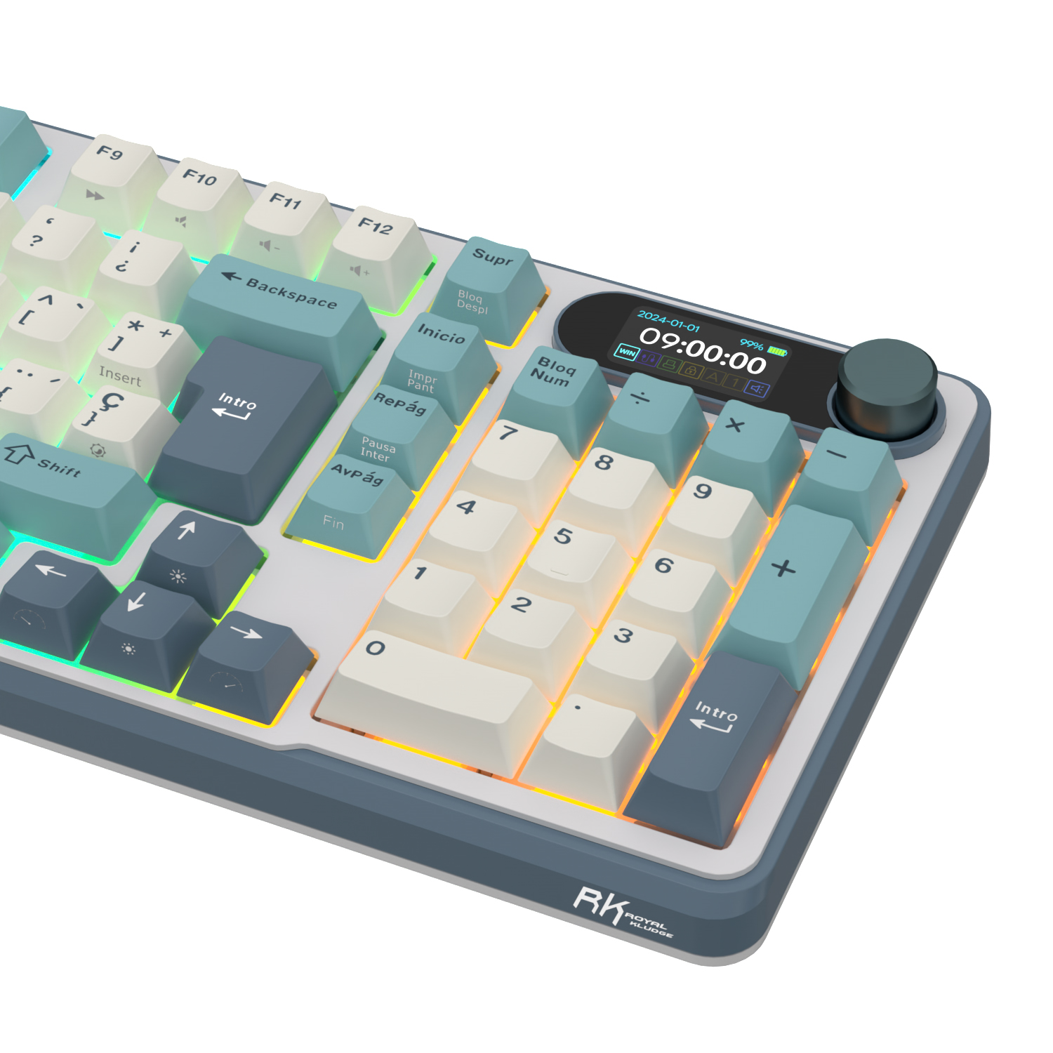Teclado Mecánico Inalámbrico S98 96% QWERTY Español cloud Light  Tri-Mode Pantalla LCD, RGB y Batería 3750 mAh Sw beige 4