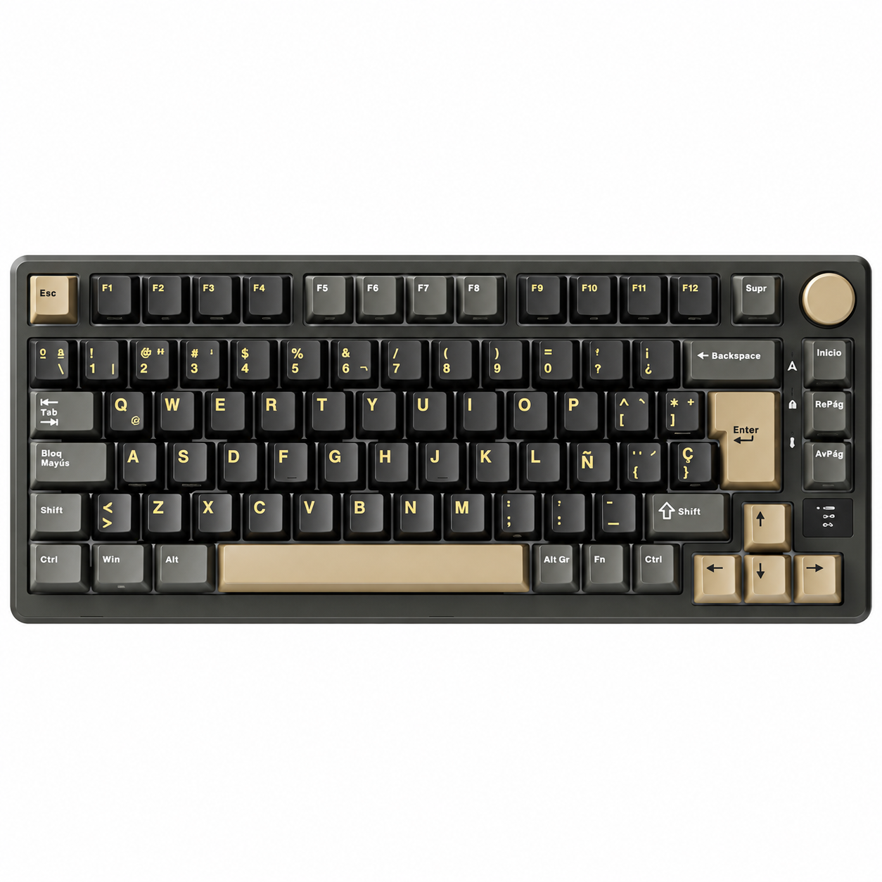 Teclado Mecánico Inalámbrico Royal Kludge M75 Phantom con pantalla – Cream Switch Español 1