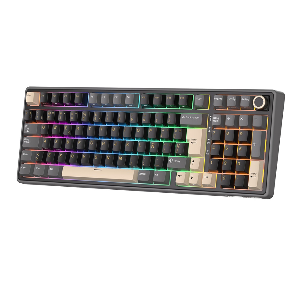 Teclado Mecánico Royal Kludge RK R98 Pro Phantom 98% Español RGB Beige Switch Hot-Swap USB-C 2