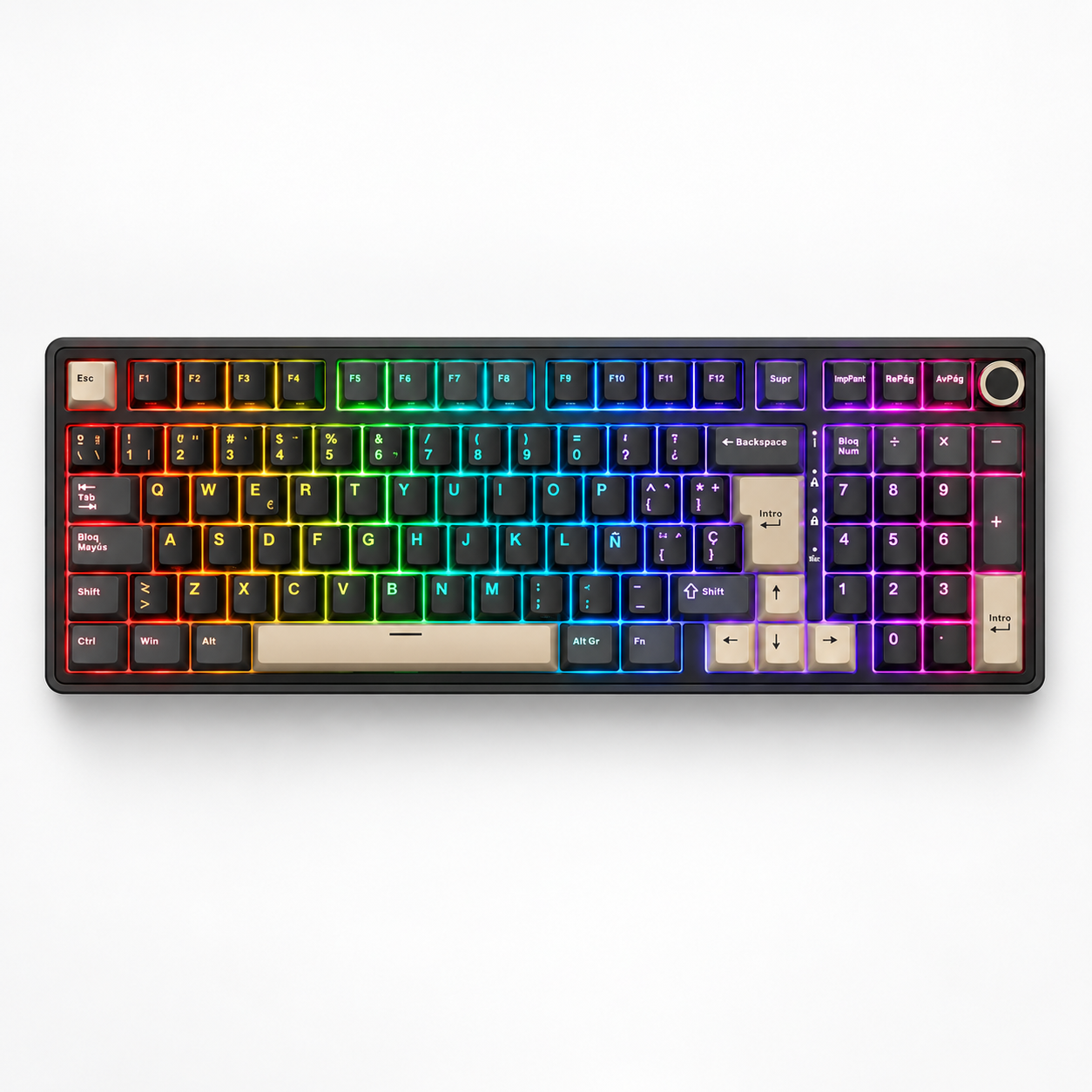 Teclado Mecánico Royal Kludge RK R98 Pro Phantom 98% Español RGB Beige Switch Hot-Swap USB-C 3