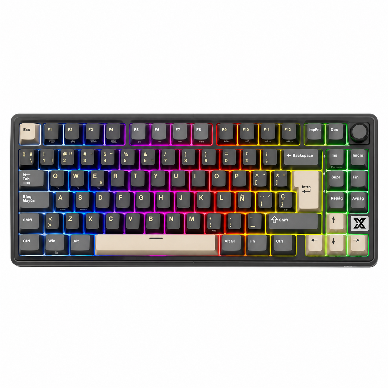 Teclado Mecánico RK Royal Kludge RK X87 Phantom Tri-Mode sw cream 87% Español 1