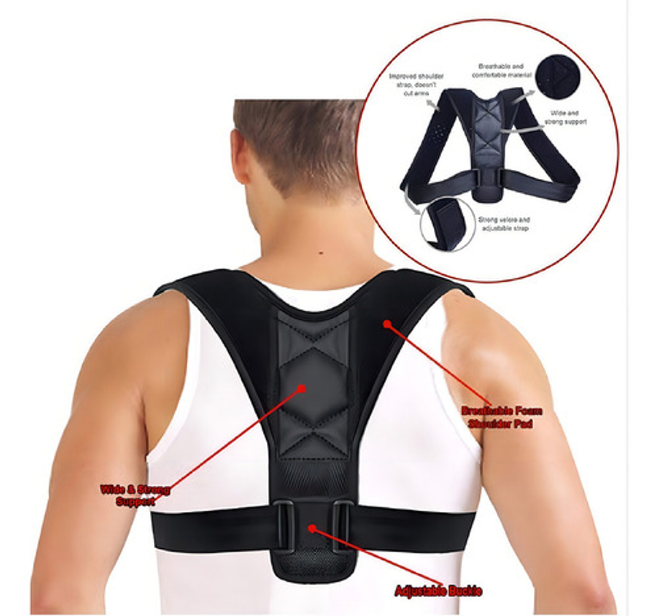 Corrector De Postura Espalda Mujer Hombre Ajustable Color Negro Talla M 2