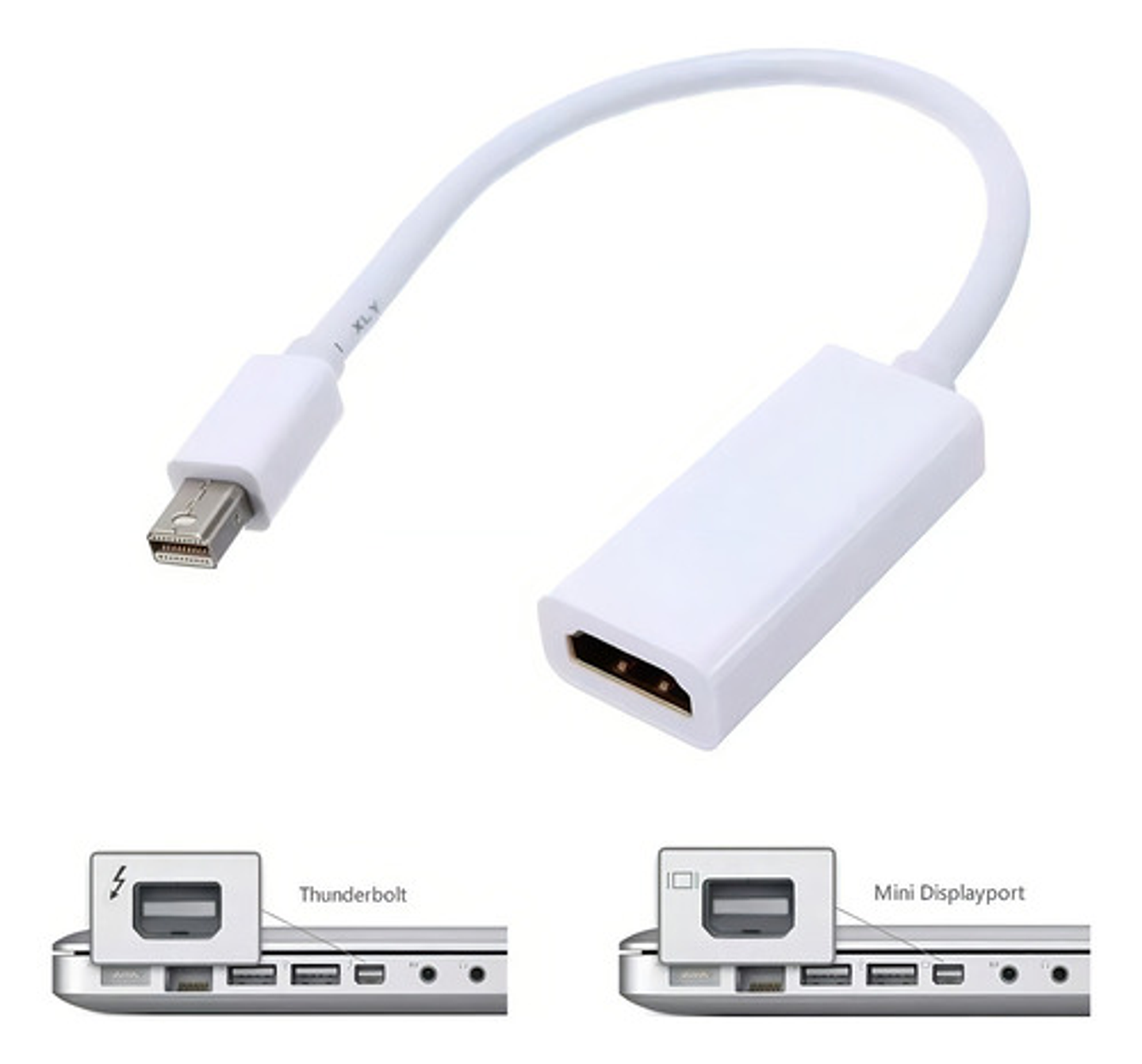 Cable Adaptador Mia Thunderbolt Mini Displayport A Hdmi 23.5cm Blanco 9