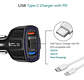Cargador Rápido Auto Doble Usb Y Tipo C Qc3.0 Negro - Miniatura 2