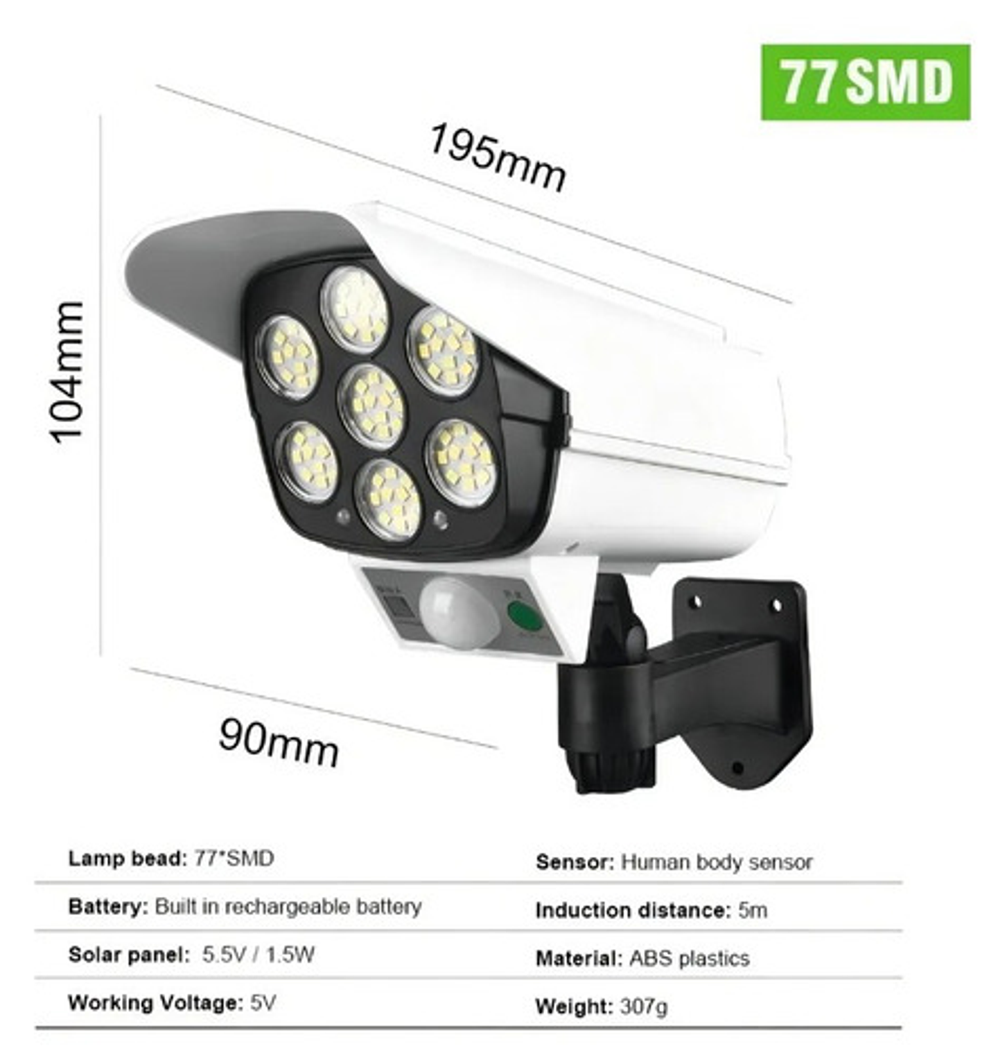 Foco Solar Tipo Camara+sensor De Movimiento + Control Remoto Color De La Carcasa Blanco Vhex 4