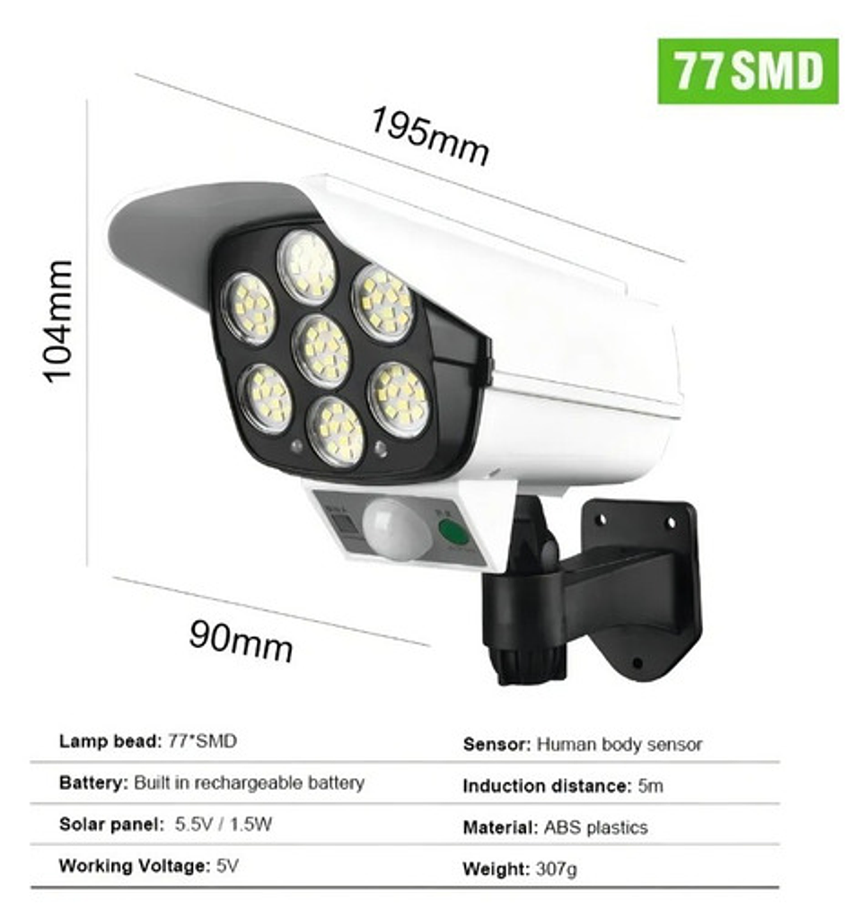 Foco Solar Tipo Camara+sensor De Movimiento + Control Remoto Color De La Carcasa Blanco Vhex 4