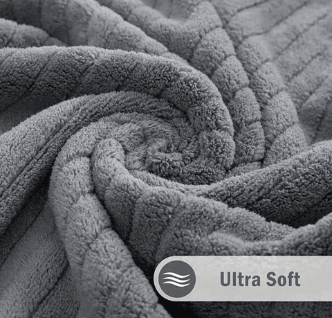 Toalla Extra Grande De Microfibra Super Absorbente 90x180cm Color Gris Rayas Vhex Gris Oscuro