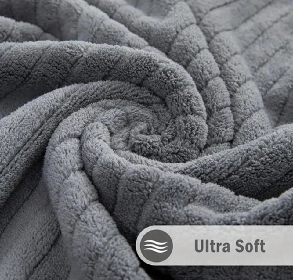 Toalla Extra Grande De Microfibra Super Absorbente 90x180cm Color Gris Rayas Vhex Gris Oscuro 1