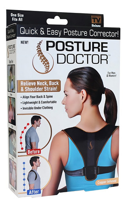 Corrector De Postura Negro Unisex Neoprene Ajustable Invisible Talla Única