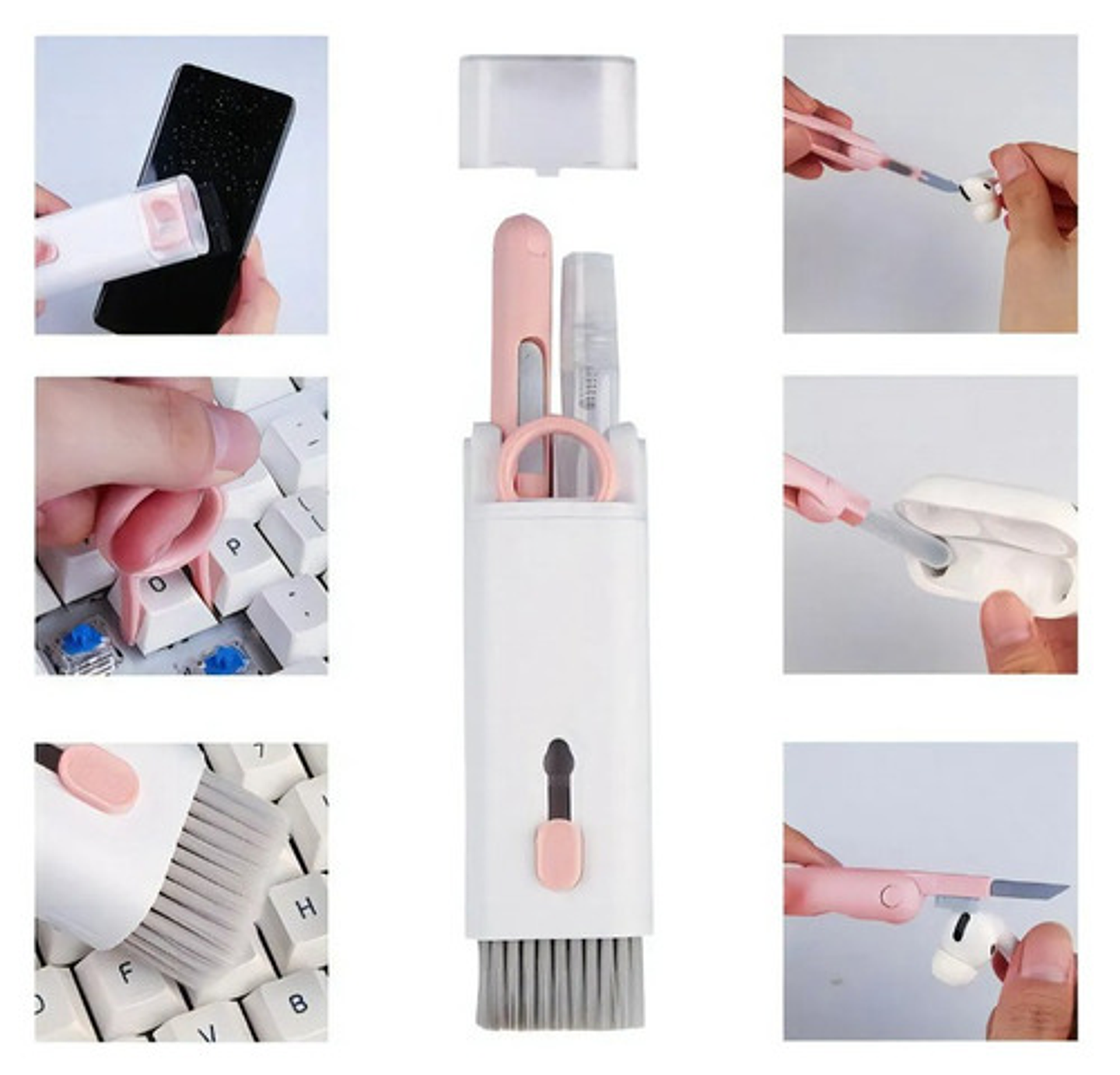 Kit De Cepillos De Limpieza Para Portátil, Teléfono Móvil, Teclado, Pc, Teléfono 7 En 1, Escoba Para Teléfono Móvil Vhex 3