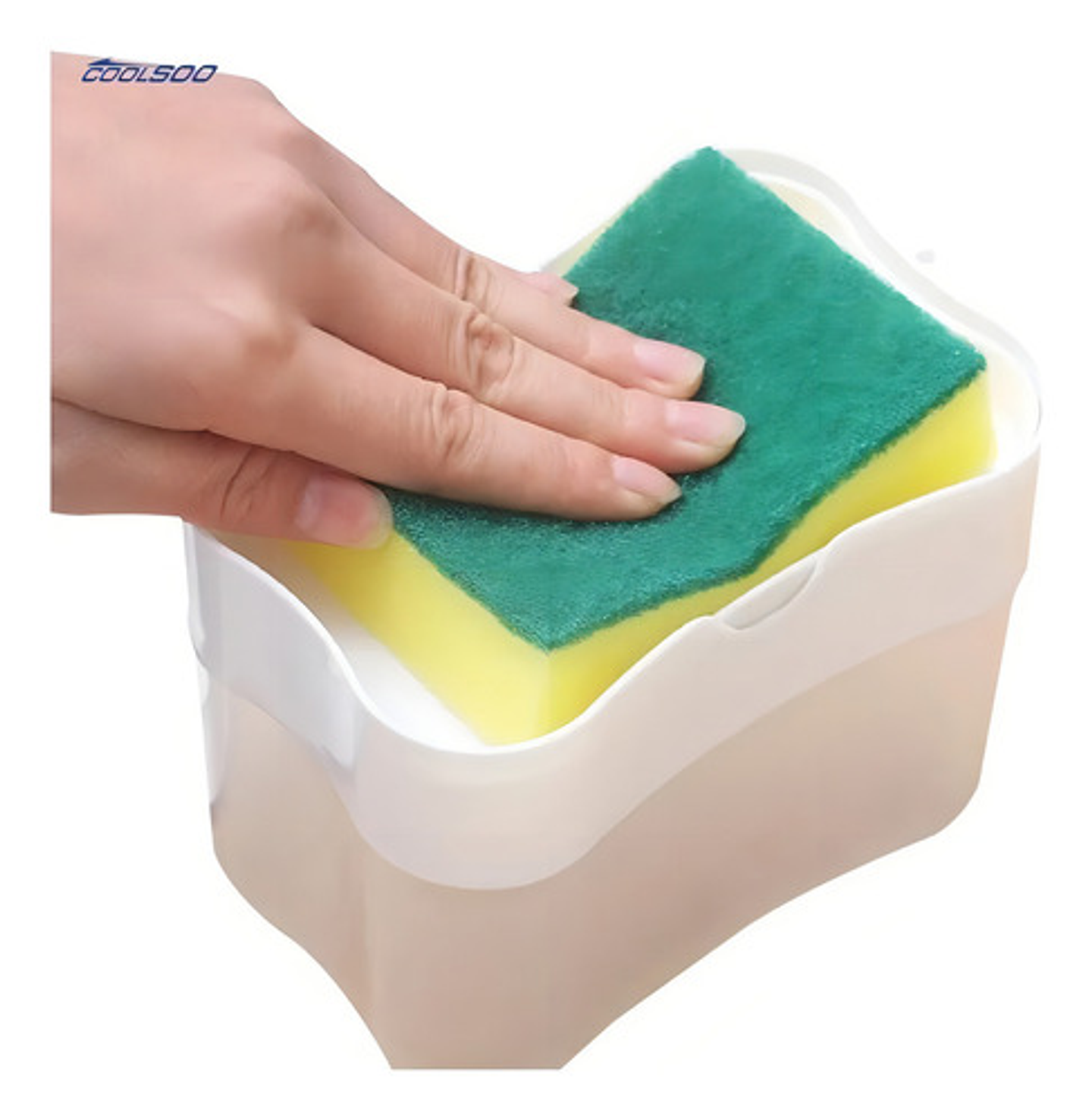 Dispensador De Lavalozas Manual Con Esponja Con Recipiente Vhex Blanco 2