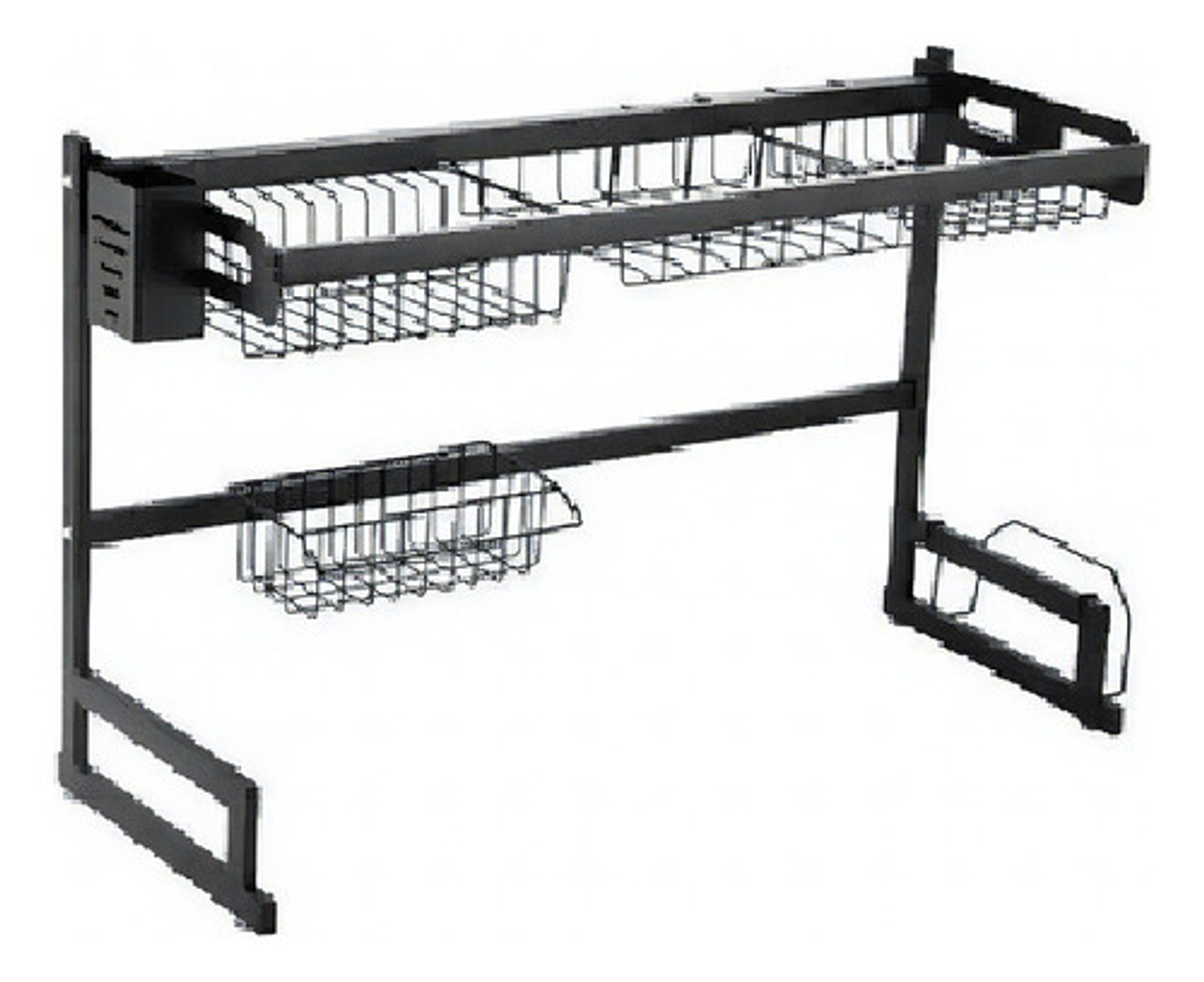 Escurridor De Platos Acero Inoxidable 2 Niveles Kitchen Rack Negro 85cm 1