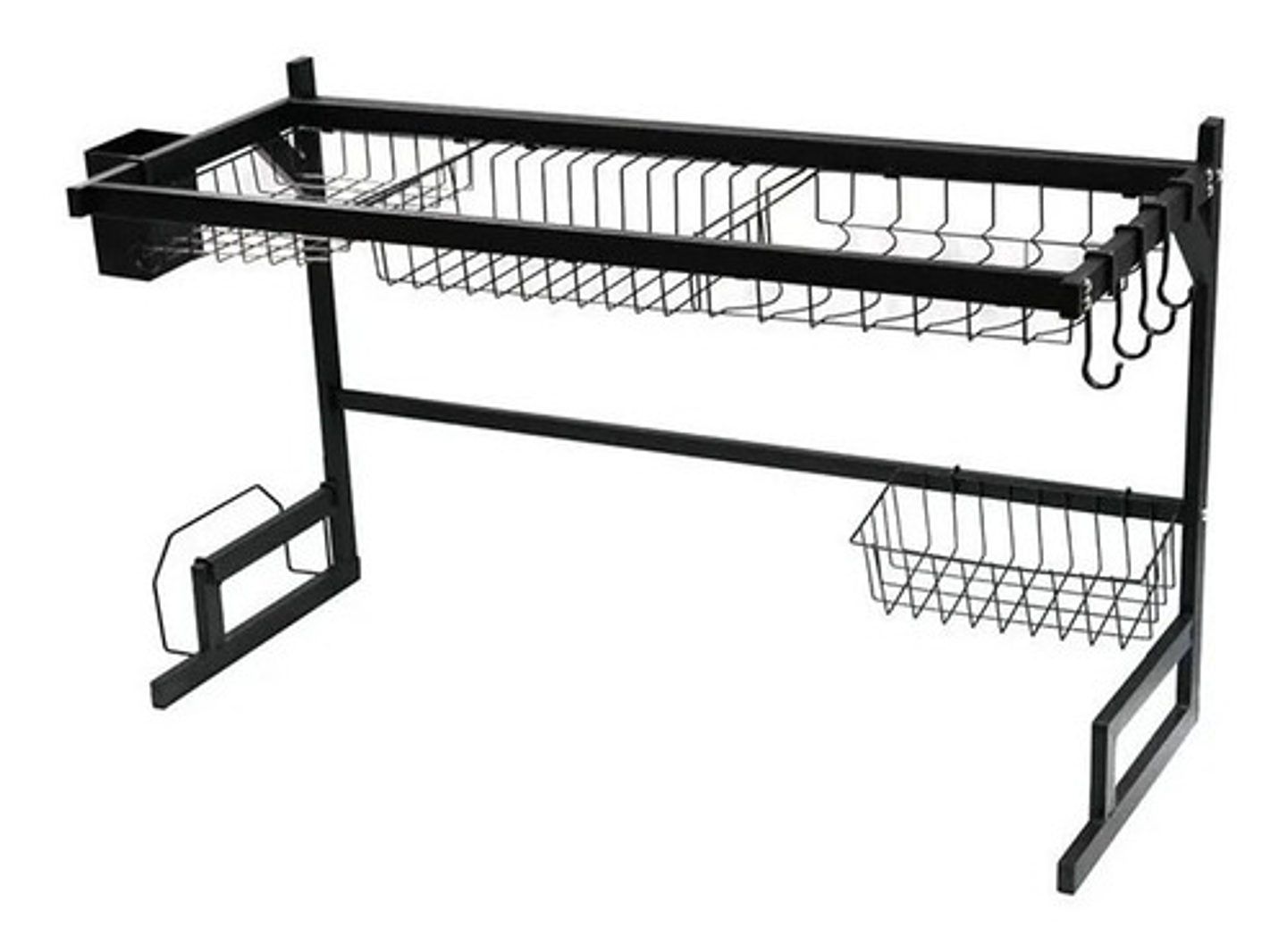 Escurridor De Platos Acero Inoxidable 2 Niveles Kitchen Rack Negro 85cm 2