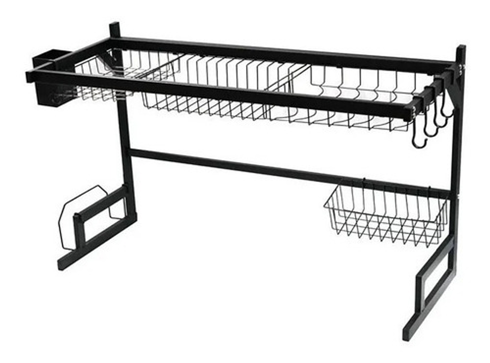 Escurridor De Platos Acero Inoxidable 2 Niveles Kitchen Rack Negro 85cm 2