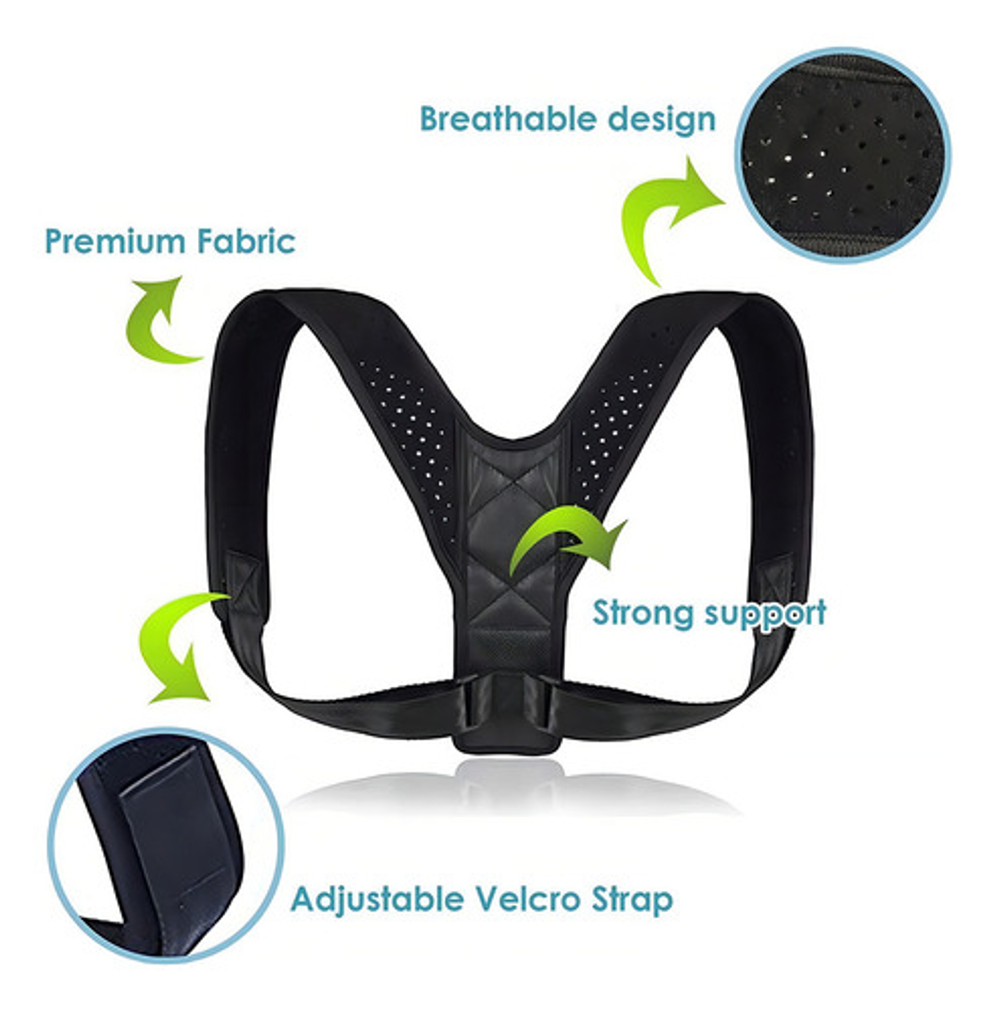 Corrector De Postura Espalda Ajustable Negro Talla Única Medulla 4