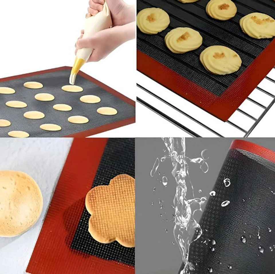 Pack 2 Lamina De Silicona Tapete Horno Microperforado Vhex 3