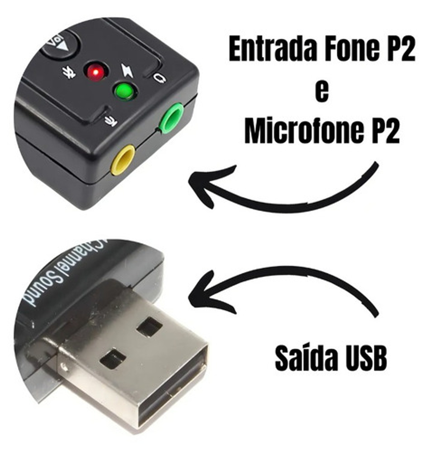 Tarjeta De Sonido Usb 7.1 Adaptador De Audio P2 Fone Pc Notebook Color Black Vhex 2
