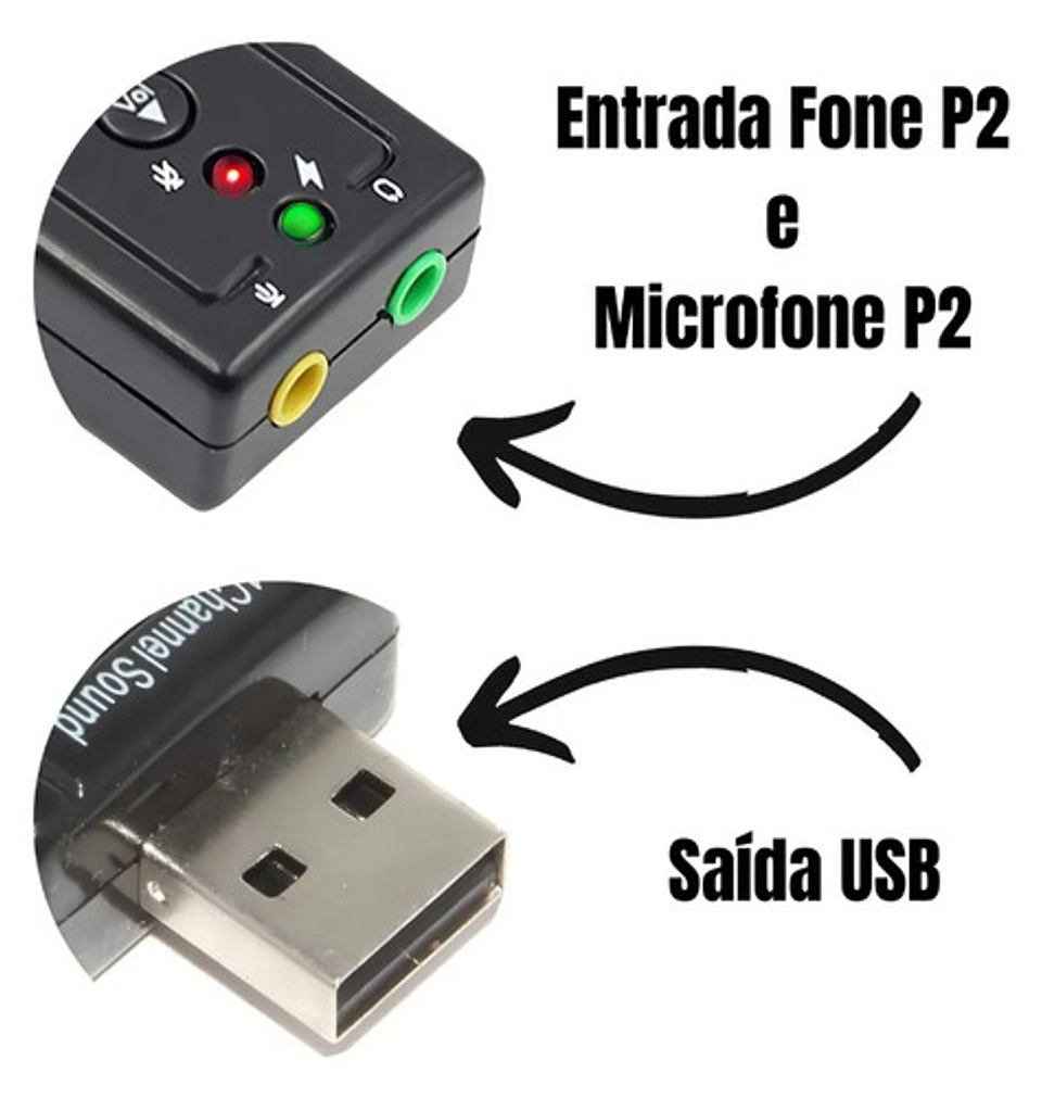 Tarjeta De Sonido Usb 7.1 Adaptador De Audio P2 Fone Pc Notebook Color Black Vhex 2