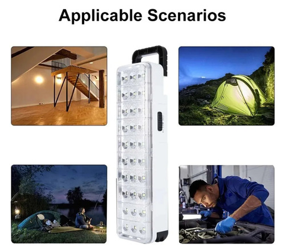 Lámpara Led 30w Emergencia Vhex Blanca Portátil 4