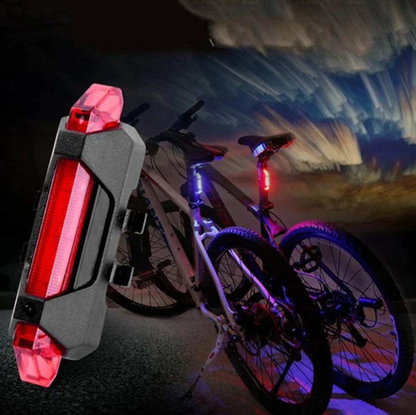 Luz Led + Usb Recargable Para Bicicleta Cloud Red 2