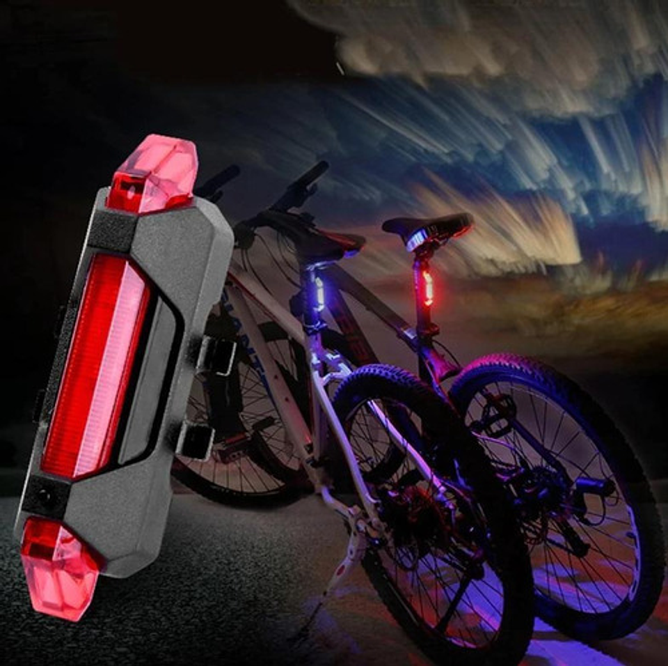 Luz Led + Usb Recargable Para Bicicleta Cloud Red 2