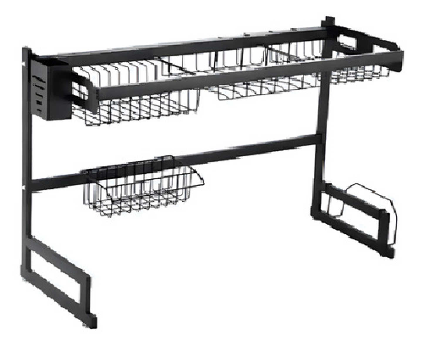 Escurridor De Platos Acero Inoxidable 2 Niveles Kitchen Rack Negro 85cm 1