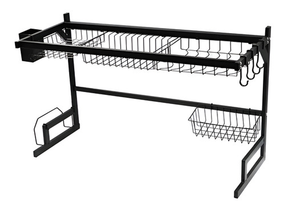 Escurridor De Platos Acero Inoxidable 2 Niveles Kitchen Rack Negro 85cm 2