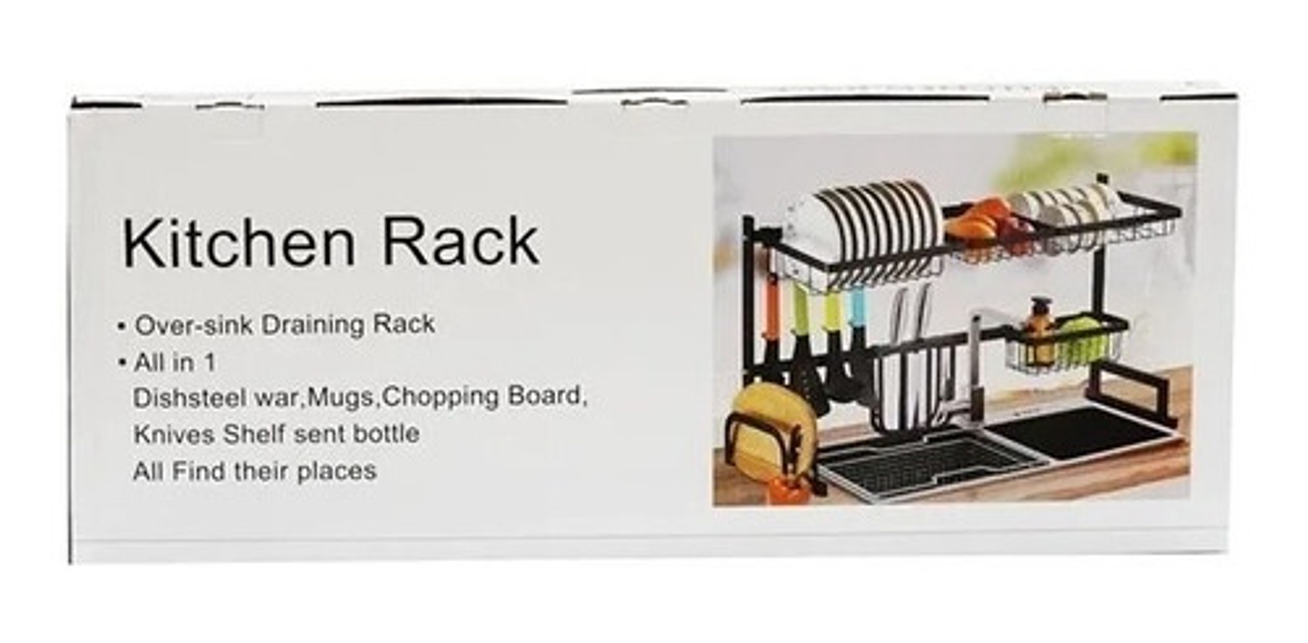 Escurridor De Platos Acero Inoxidable 2 Niveles Kitchen Rack Negro 85cm 5