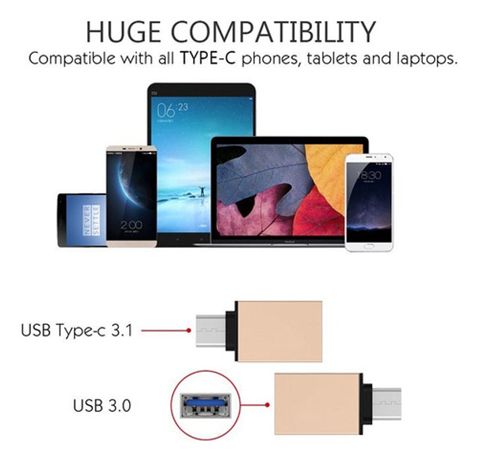 Adaptador Usb C A Usb 3.0 Brobotix Negro Para Macbooks Y Smartphones 6