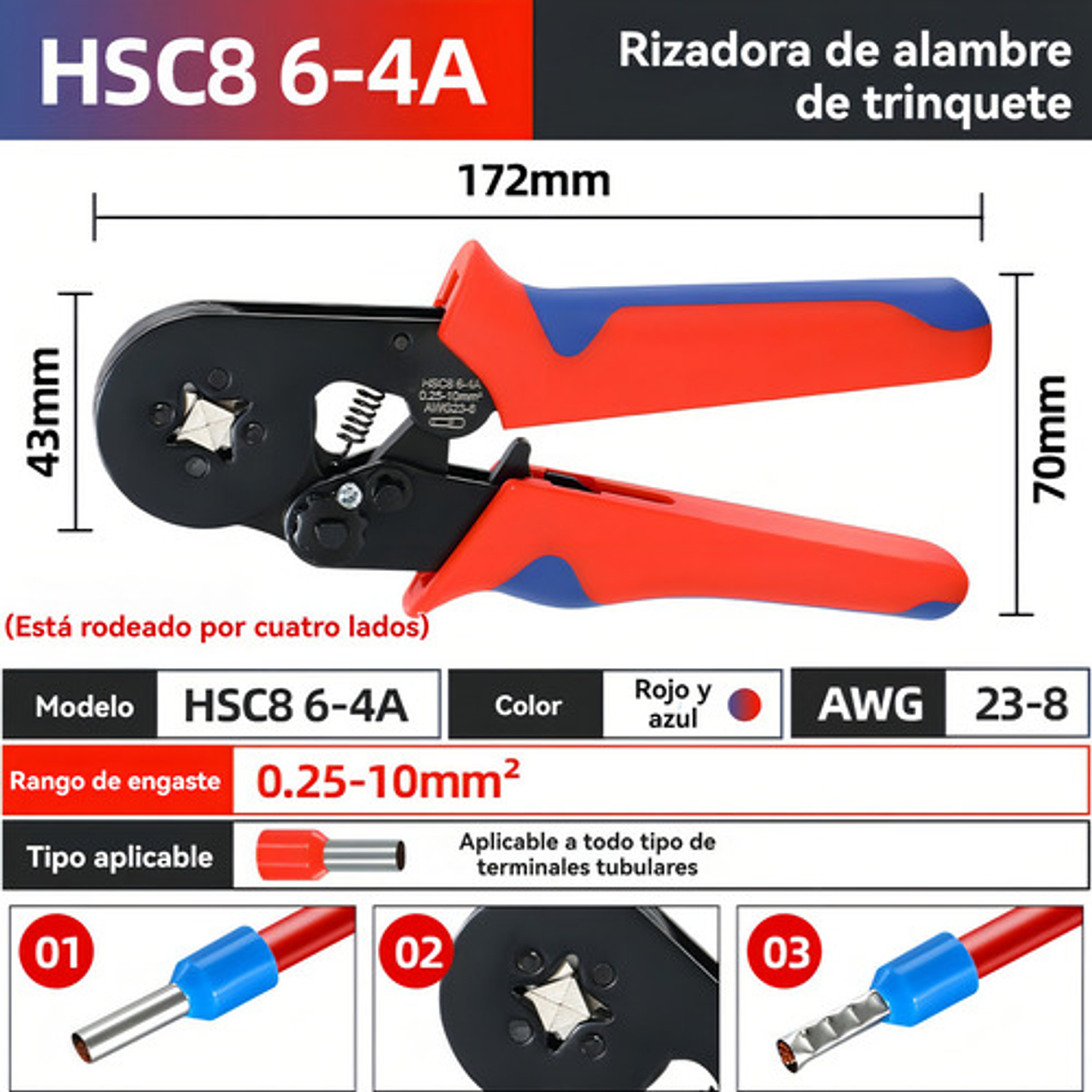 Set Alicate Crimpador + 1200 Terminales Alicates Crimpadora 3