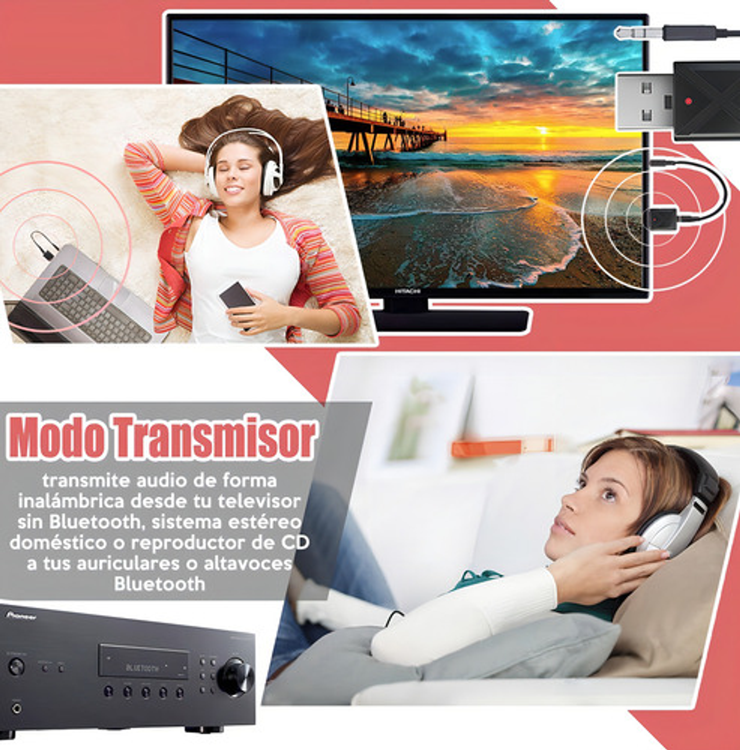 Emisor Transmisor Receptor Bluetooth 5.0 Audio Miniplug 3.5 5