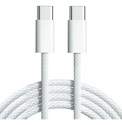 Cable Tipo-c A Tipo-c, 2m, 60w, Trenzado, Blanco