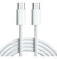 Cable Tipo-c A Tipo-c, 2m, 60w, Trenzado, Blanco - Miniatura 1
