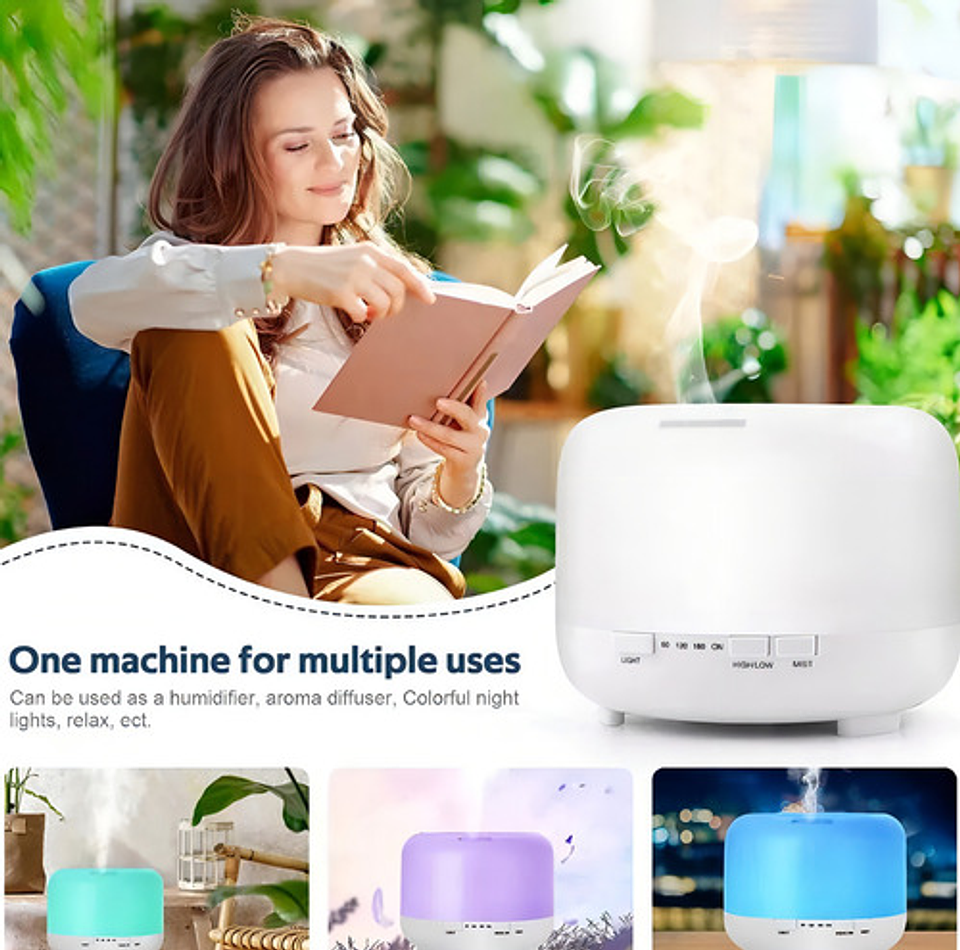 Humidificador Ultrasónico Vh 500ml Difusor Aromático Luz Nocturna Blanco 2