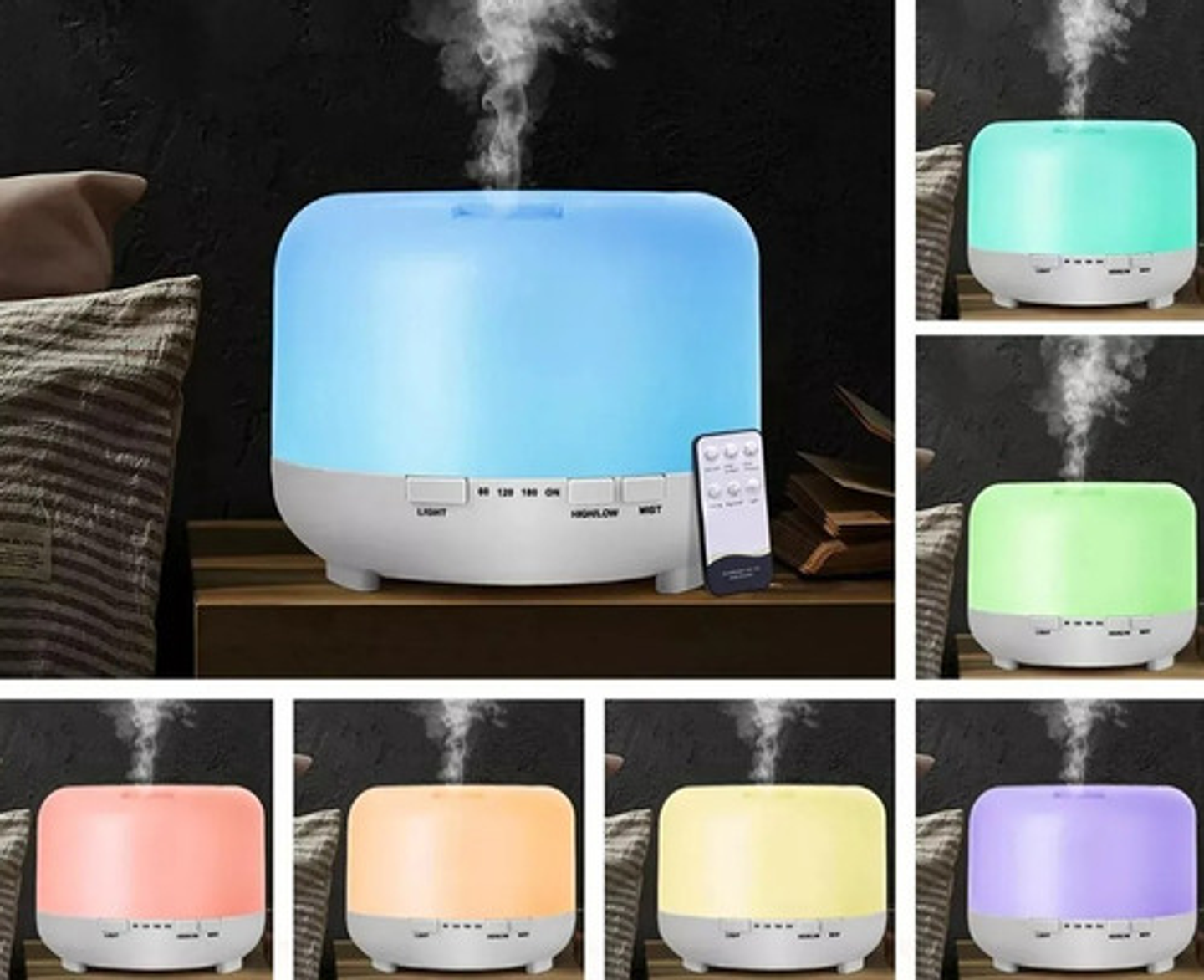 Humidificador Ultrasónico Vh 500ml Difusor Aromático Luz Nocturna Blanco 4