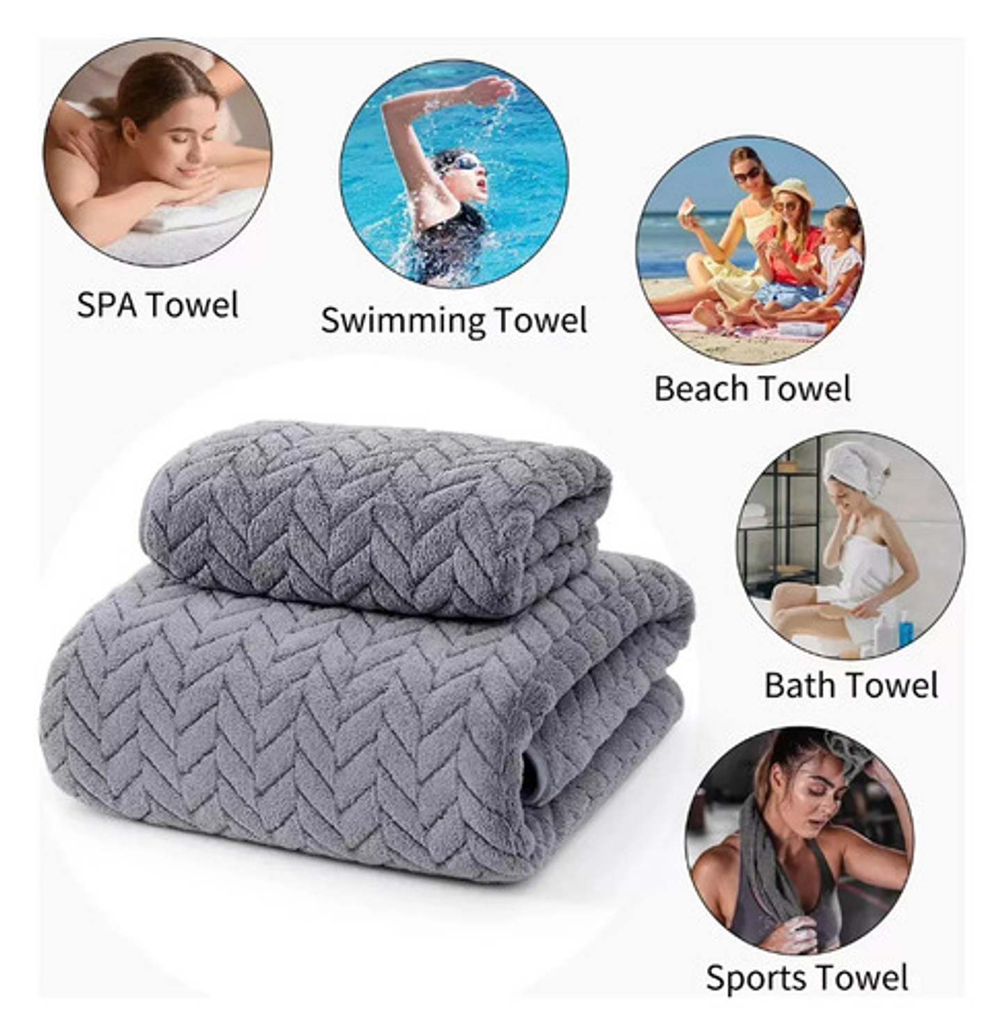 Juego De 2 Toallas De Baño Toalla Mano Altamente Absorbentes Vhex 4