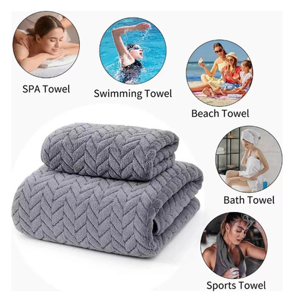 Juego De 2 Toallas De Baño Toalla Mano Altamente Absorbentes Vhex 4