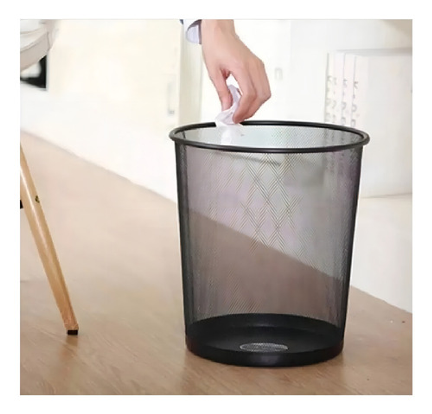 Basurero Papelera Canasta Metálico Para Oficina Dormitorio Color Negro 2