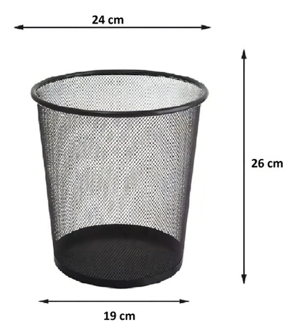 Basurero Papelera Canasta Metálico Para Oficina Dormitorio Color Negro 4