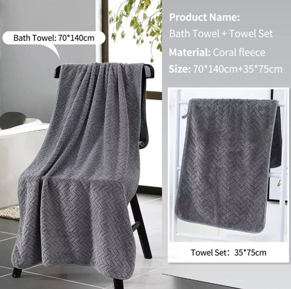 Juego De 2 Toallas De Baño Toalla Mano Altamente Absorbentes Vhex 5