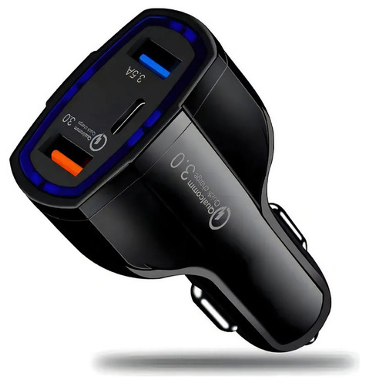 Cargador Rápido Auto Doble Usb Y Tipo C Qc3.0 Negro Vhex 1