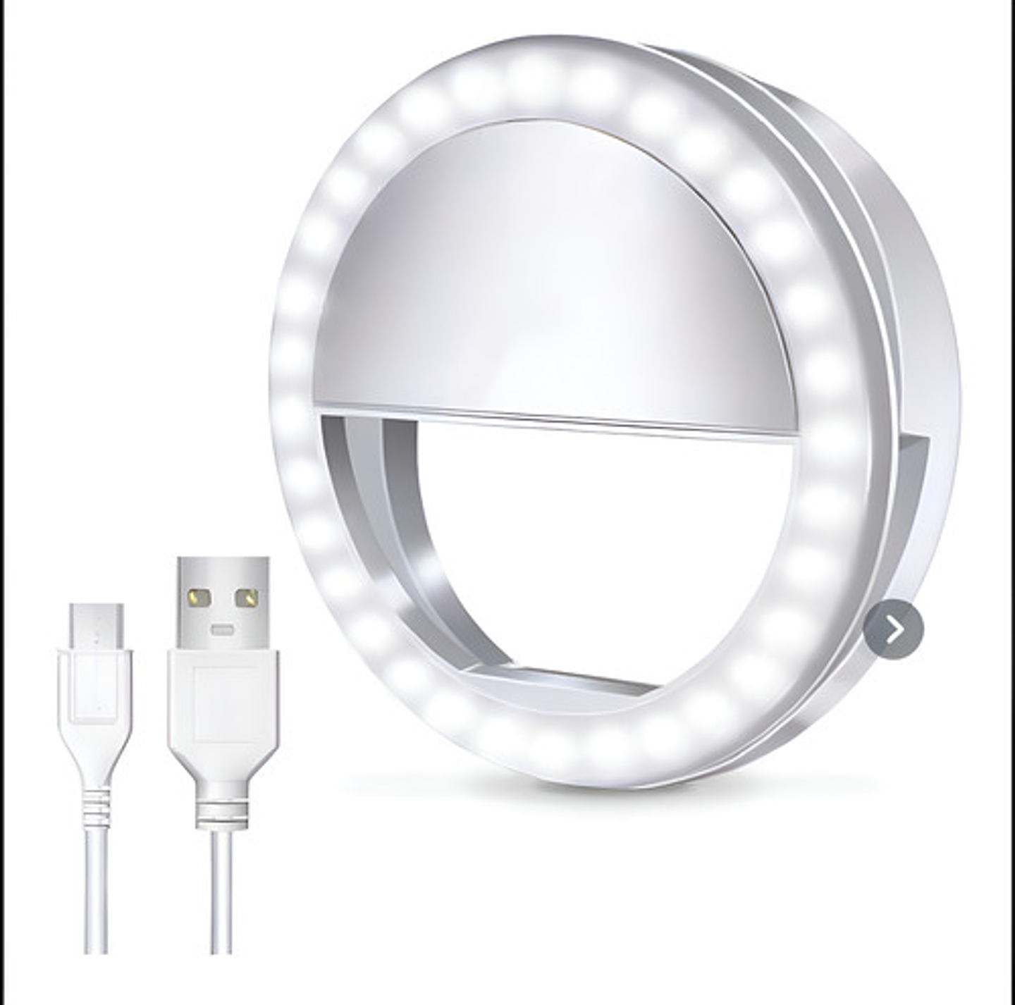 Aro De Luz Led Recargable Portátil Clip Celular Usb Color Blanco 5