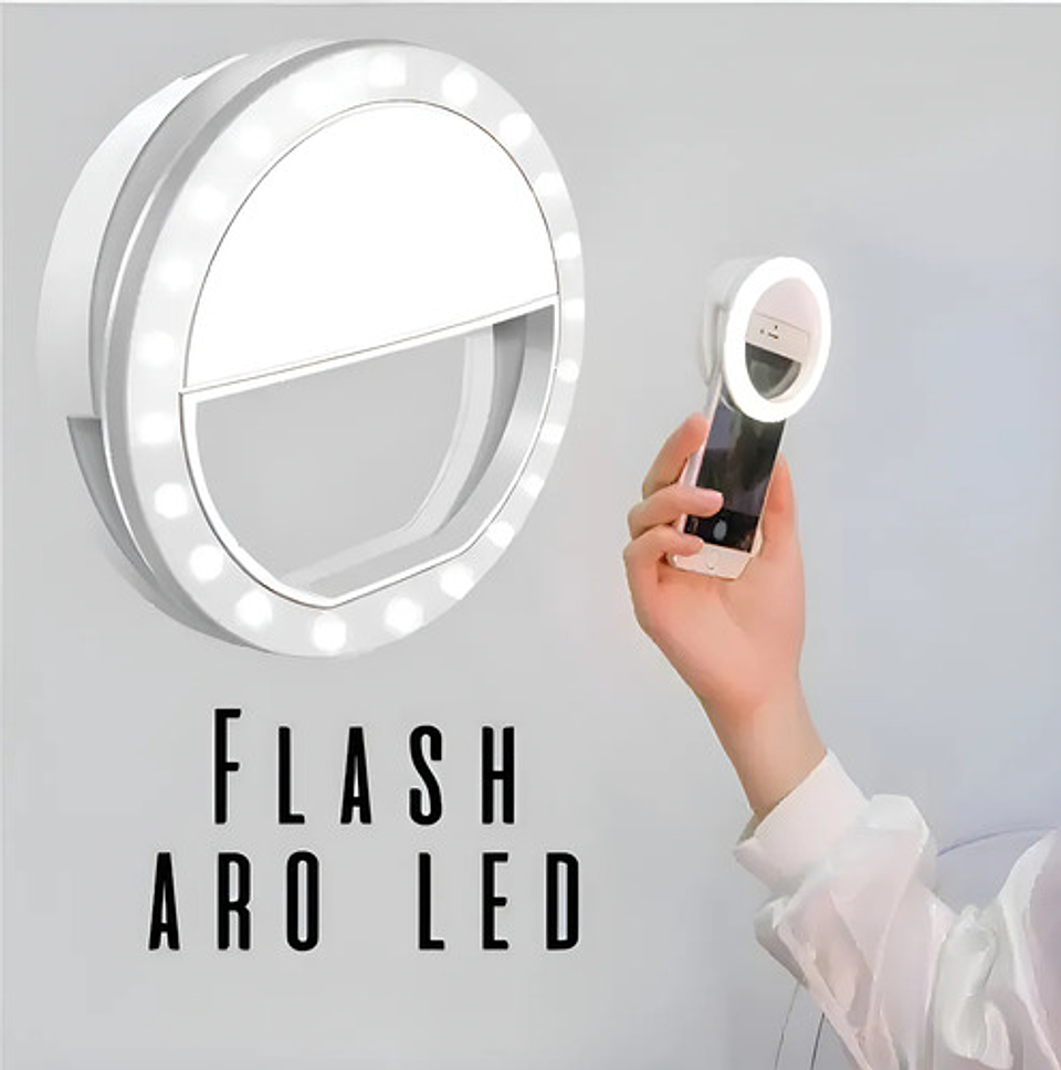 Aro De Luz Led Recargable Portátil Clip Celular Usb Color Blanco 7