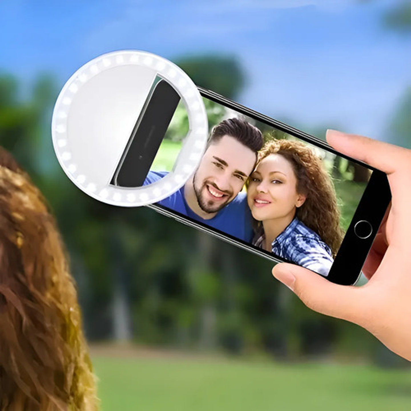 Aro De Luz Led Recargable Portátil Clip Celular Usb Color Blanco 8