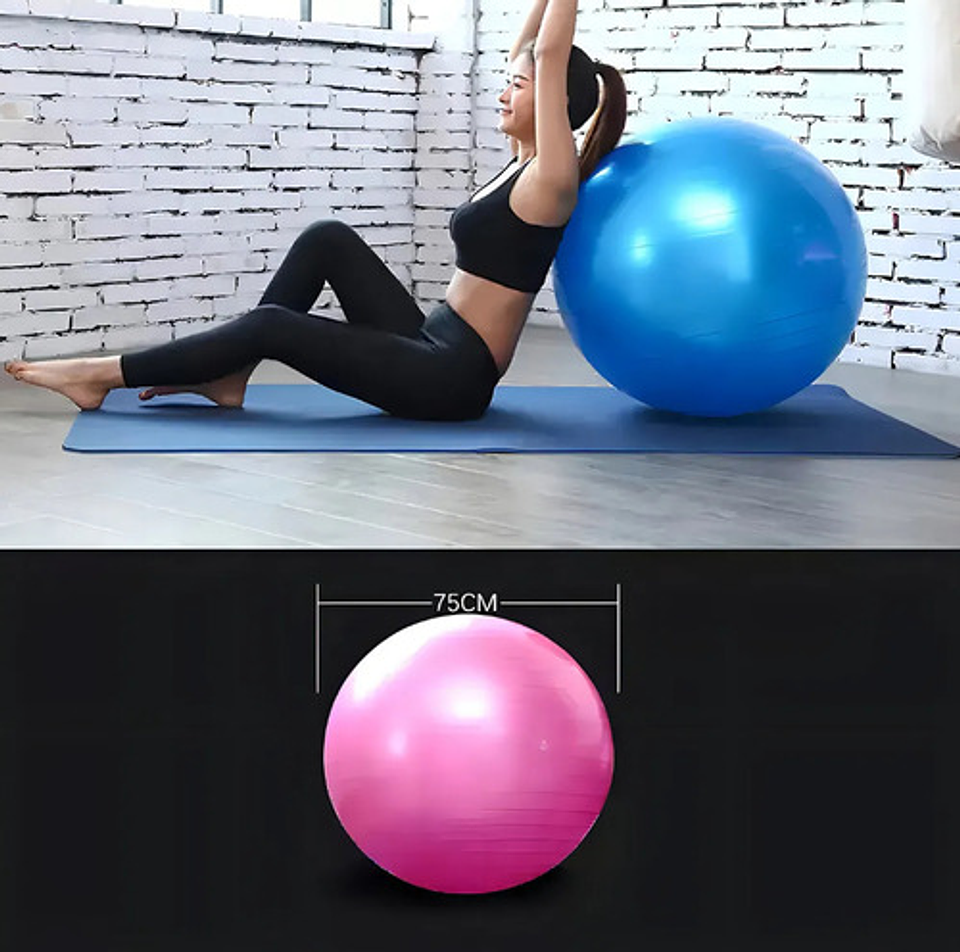 Pelota Balon 75 Cm Pilates Yoga Con Inflador Pelotas Color Morado Vhex Violeta 3