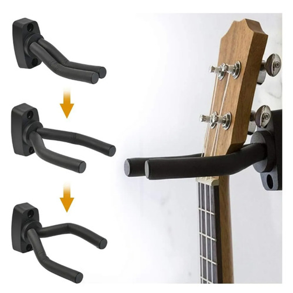 Pack 4 Soporte Colgador De Pared Para Guitarra Anticaída Negro Vhex 2