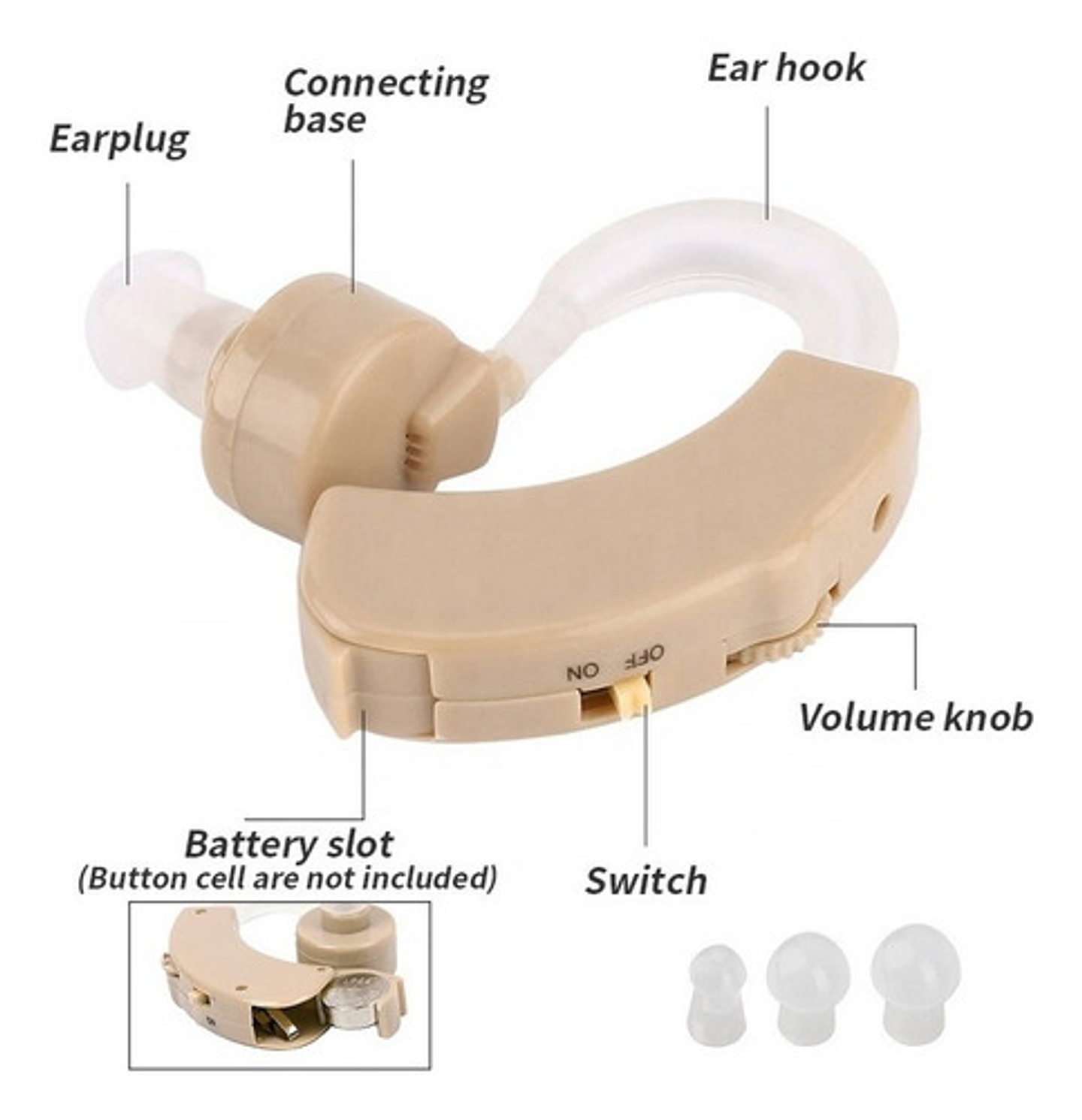 Pack 2 Audifonos Para Sordera Sordo Aumento De Audición Beige 5