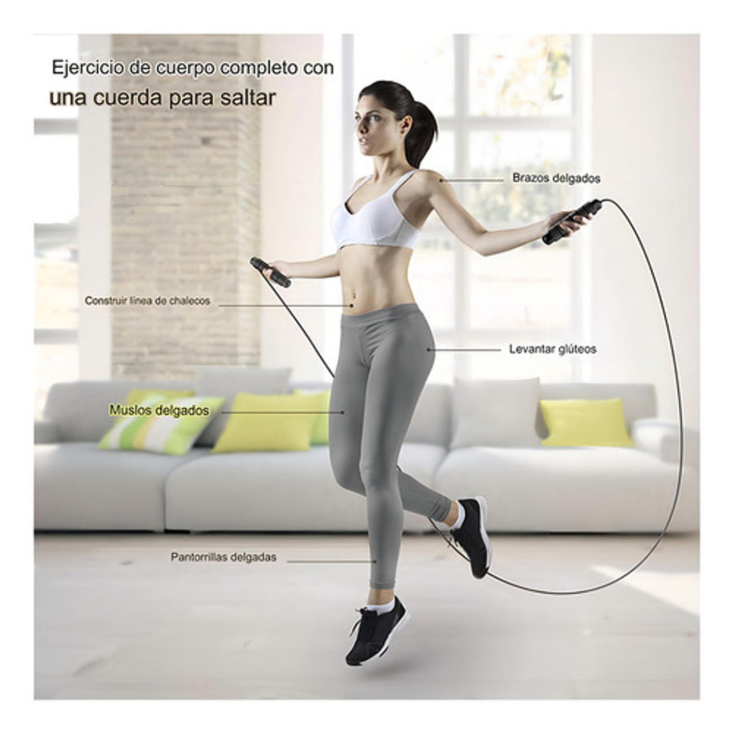 Cuerda Para Saltar Cardio Crossfit Deporte Velocidad Color Negro 4