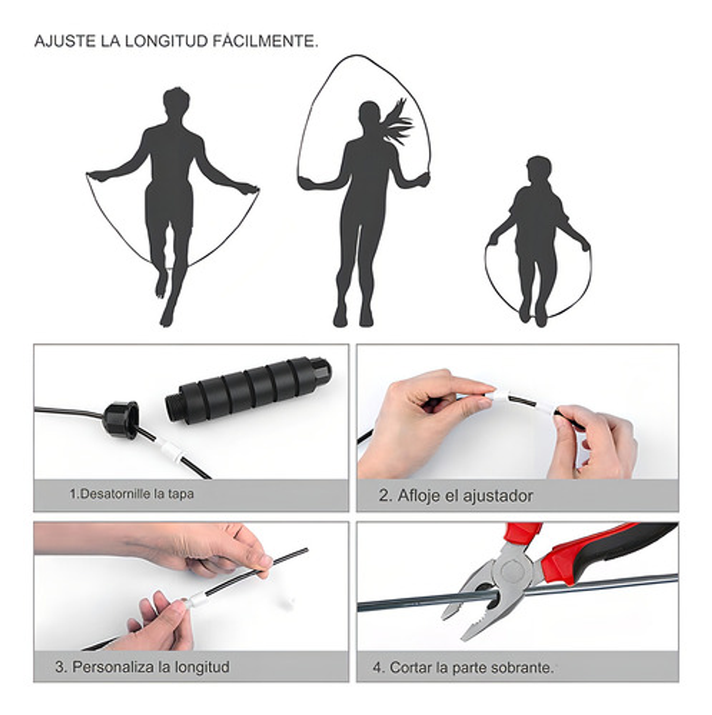 Cuerda Para Saltar Cardio Crossfit Deporte Velocidad Color Negro 7