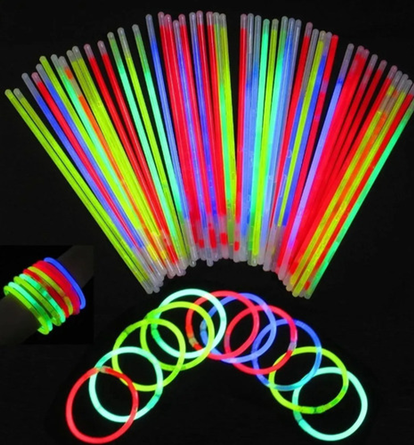 100 Pulseras Flúor Fiestas Neón Vhex 1